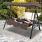 Costway 3-Seat Patio Porch Swing withAdjustable Canopy Soft Seat Back Cushions Side Tables Brown/Grey